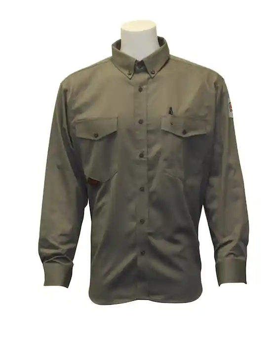 Stanco FRCN412-GRY-L 7oz. FR Deluxe Button-Down Collar Shirt - Gray