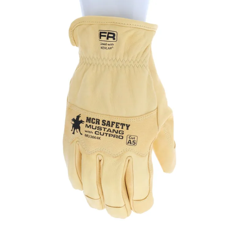 Mcr Safety MU3664K Mustang HiDex Leather Drivers Utility Work Gloves Kevlar Aramid Lined