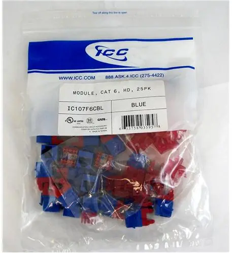 Icc IC107F6CBL Cat6 RJ45 Keystone Jack, HD Style, 25-Pack