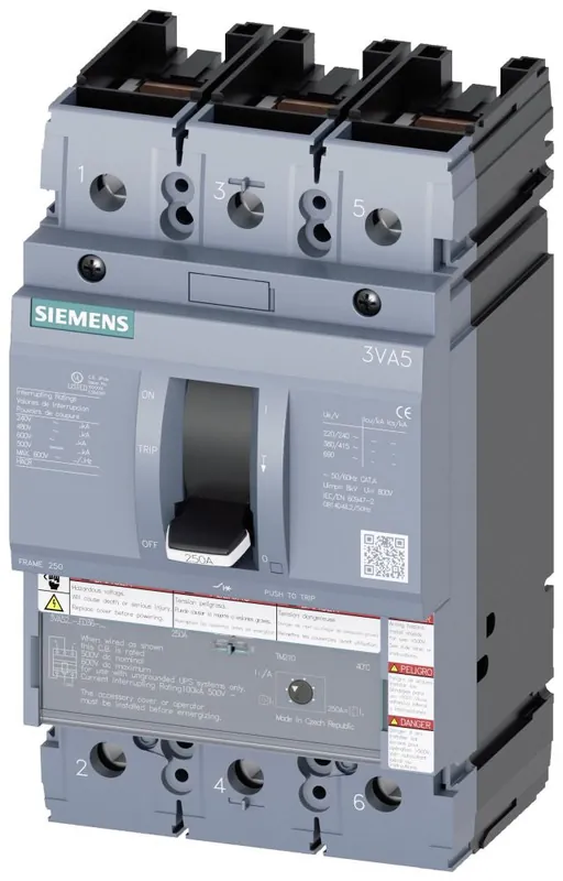 Siemens 3VA5220-5ED36-0AA0 BRKR 3VA52 3P 200A 35KA FTFM AL