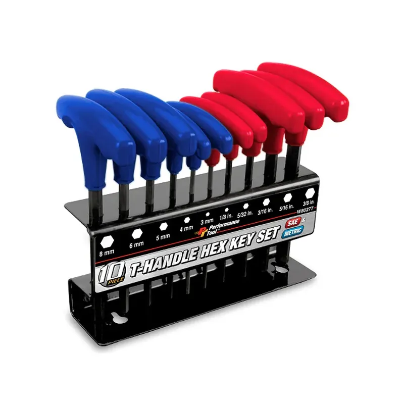 Wilmar W80277 Performance Tool 10-Piece SAE & Metric T-Handle Allen Wrench Set