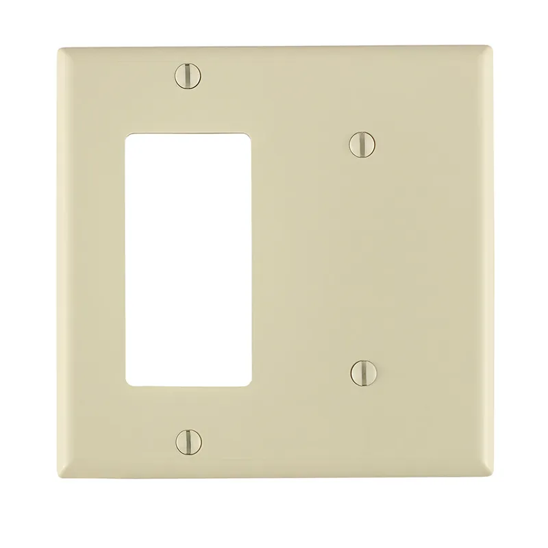 Leviton 80708-T 2-Gang 1-Blank, 1-Decora/GFCI Device Combination Wallplate Standard Size