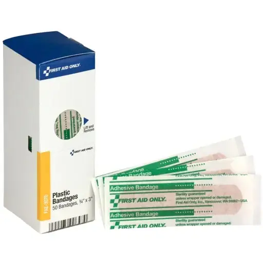 First Aid FAE-3070 SmartCompliance Refill Adhesive Plastic Bandages 3/4 inchesX 3 inches 50/Box