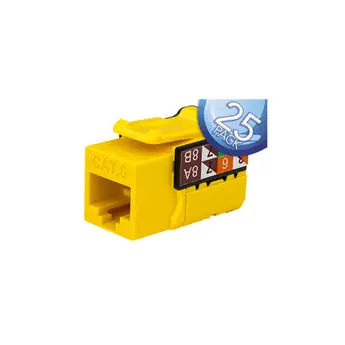 Vertical Cable 352-V2711/YL/25 Cat6 Yellow Data Grade Keystone Jack, 25 Pack