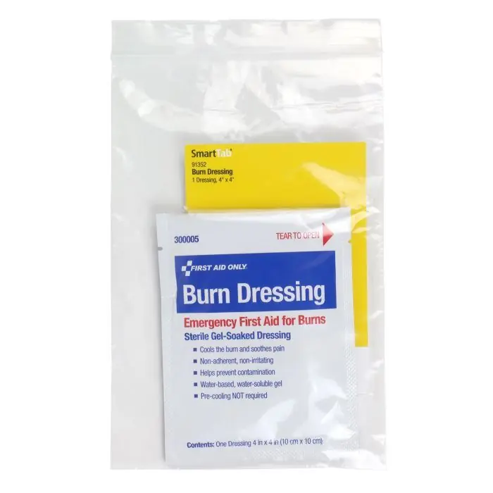First Aid 91352 Smart Compliance Burn Dressing 4in x 4in Sterile Gel-Soaked Gauze