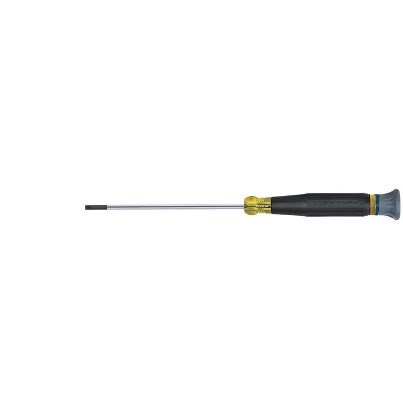 Klein Tools 614-4 Flat Screwdriver, Precision Electronics Screwdriver, 1/8-Inch Cabinet Tip, 4-Inch Shank