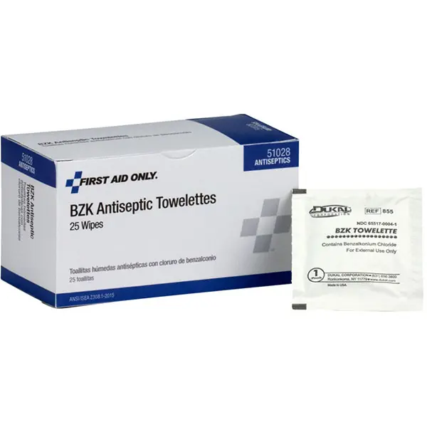 First Aid 51028 Antiseptic Towelettes 25/Box
