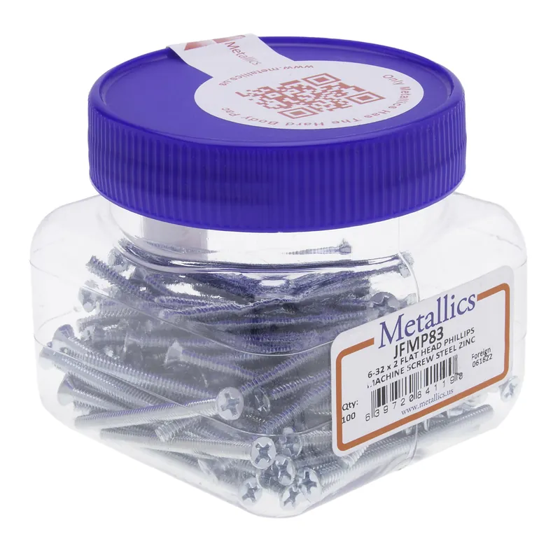 Metallics JFMP142 6-32 x 3 inches Flat Head Phillips Machine Screw