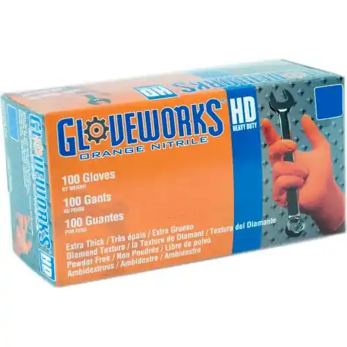 Ammex GWON46100 Gloveworks Industrial Grade Textured Nitrile Gloves Large 100/Box