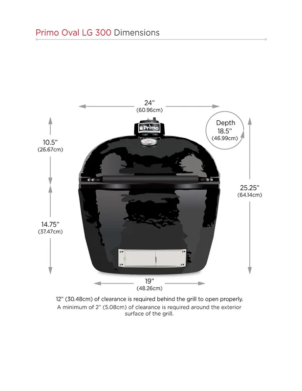 Primo PGCLGH Oval Large Charcoal Kamado Grill With Stainless Steel Grates