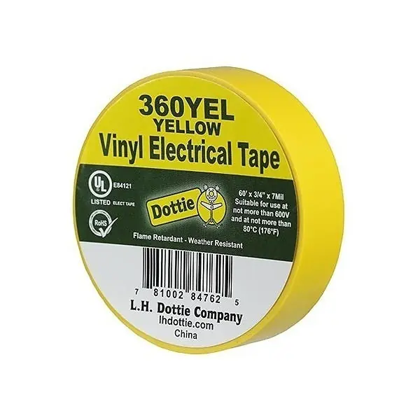 Dottie 360YEL 3/4in 60ft 7mil. Premium Color Coding PVC Tape