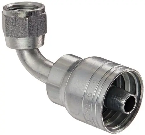 Eaton 1AA6FJB6 Aeroquip Carbon Steel Global TTC Crimp Hose Fitting 3/8 inches 90 Degree Elbow