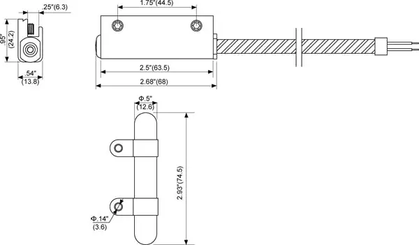 Tane Alarm MET-CDS Bi-Directional Curtain Door Switch 2.68 in x 0.95 in x 0.54 in