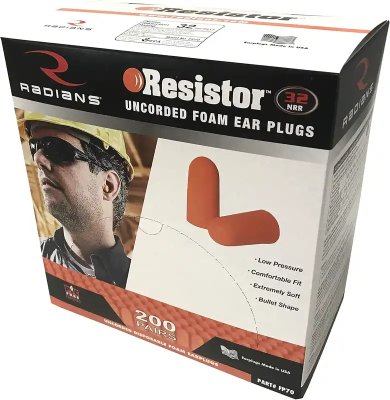 Radians FP70 Foam Earplugs NRR 32 (200 Pairs)