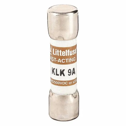 Littelfuse KLK009 Fuse: KLK Series, Midget, Fast-Acting, 9 A, 600 V AC, 500 V DC, 13/32 in x 1 1/2 in