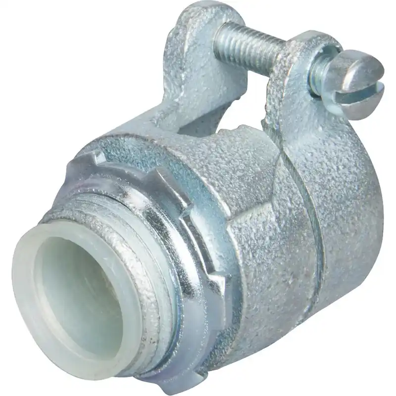 Topaz 152MI 3/4 inches Bx Flex Connector, Straight, Squeeze Type with Insulated Throat, Malleable Iron