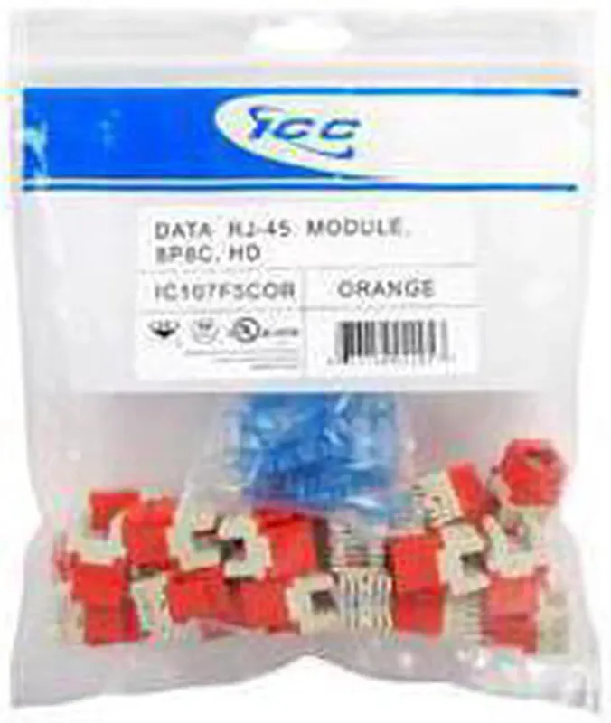 Icc IC107F5COR cat5e rj45 keystone jack for hd style, 25-pack