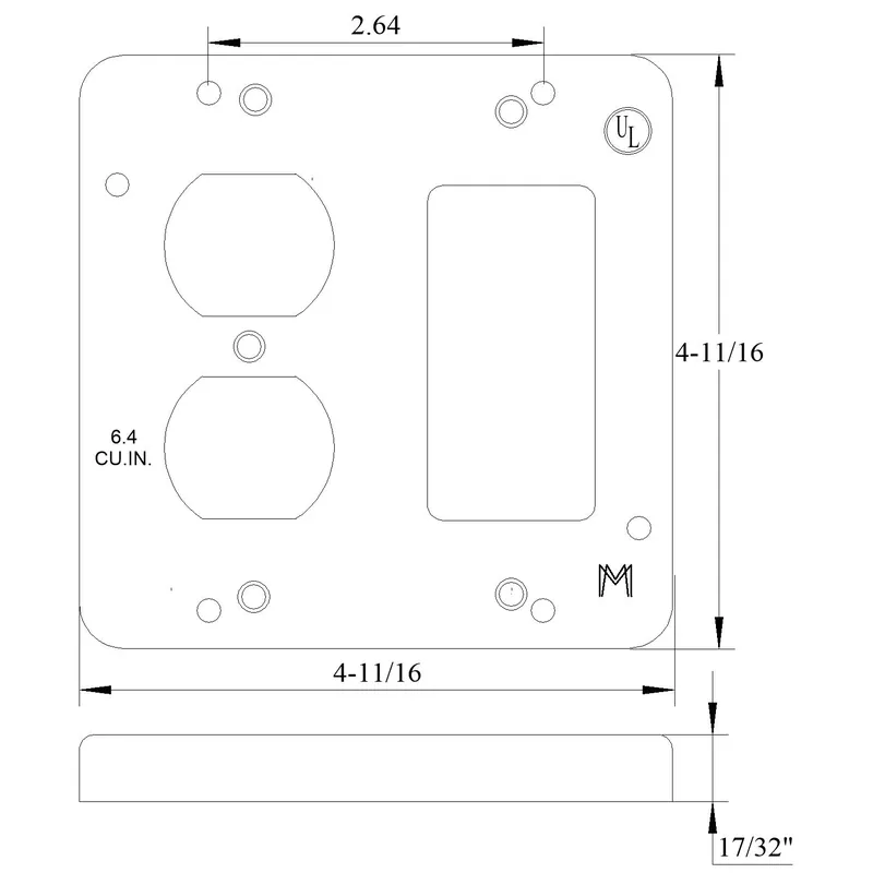 Mulberry Metal Products 11535 4-11/16 inches Raised Cover (1)Dplx Recpt And (1)Gfci Recept