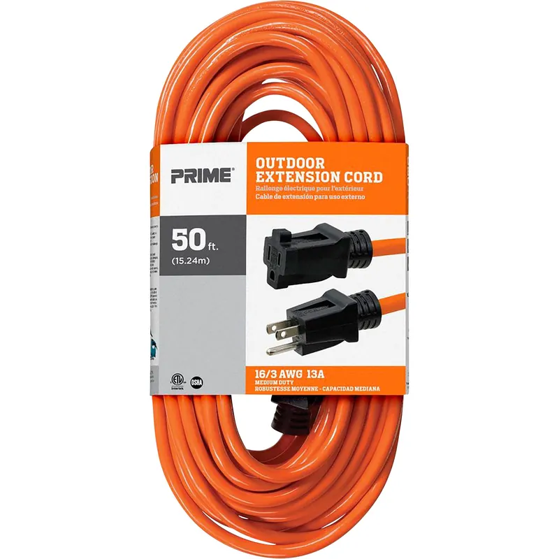 Prime Wire & Cable EC501630 50ft 16/3 SJTW Outdoor Extension Cord
