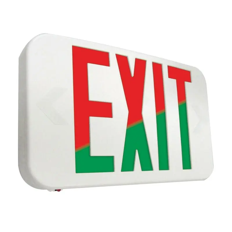 All-Pro Emergency APX7RG LED Exit Sign, White Housing, Red/Green Selectable Lettering, Battery Backup