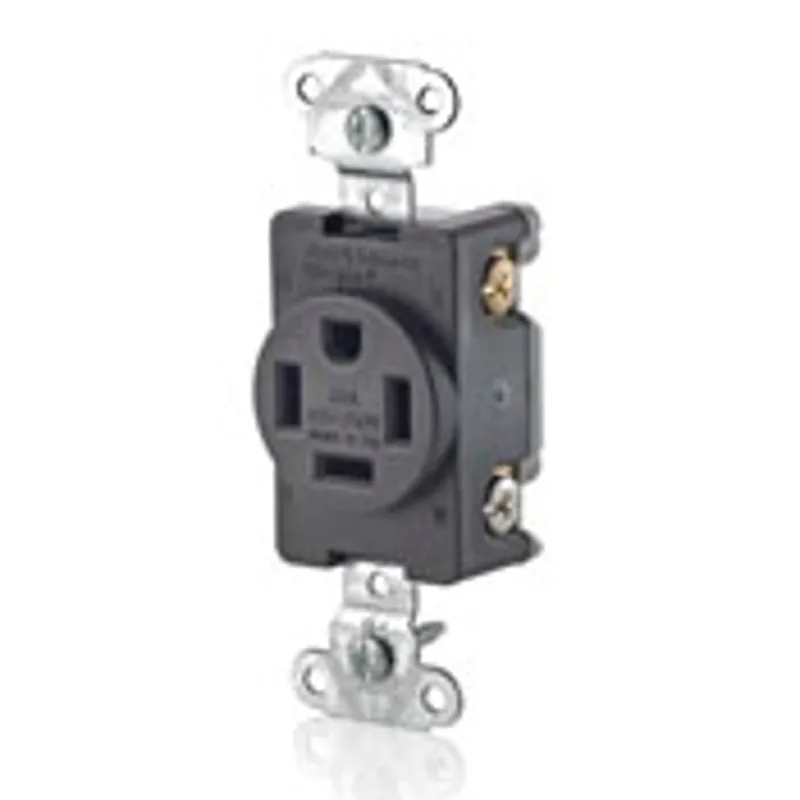 Leviton 8410 20-Amp, 125/250V Single Receptacle, Straight Blade, Commercial Grade, Grounding