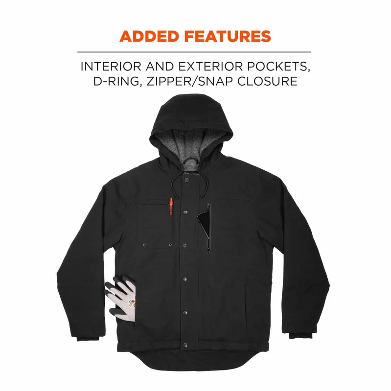 Ergodyne 41235 Standard Duck Canvas Winter Work Jacket, Sherpa Fleece Lined, Extra Large