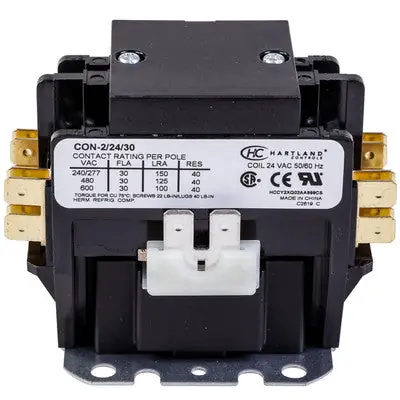 Hartland Controls TP-CON-2/24/30 Contactor 2 Pole 24V 30A TP-CON-2/24/30
