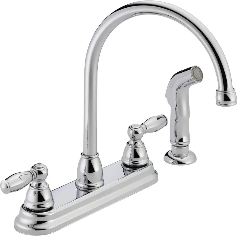 Delta Faucet P299575LF Peerless Claymore Apex Two Handle Chrome Kitchen Faucet Side Sprayer Included