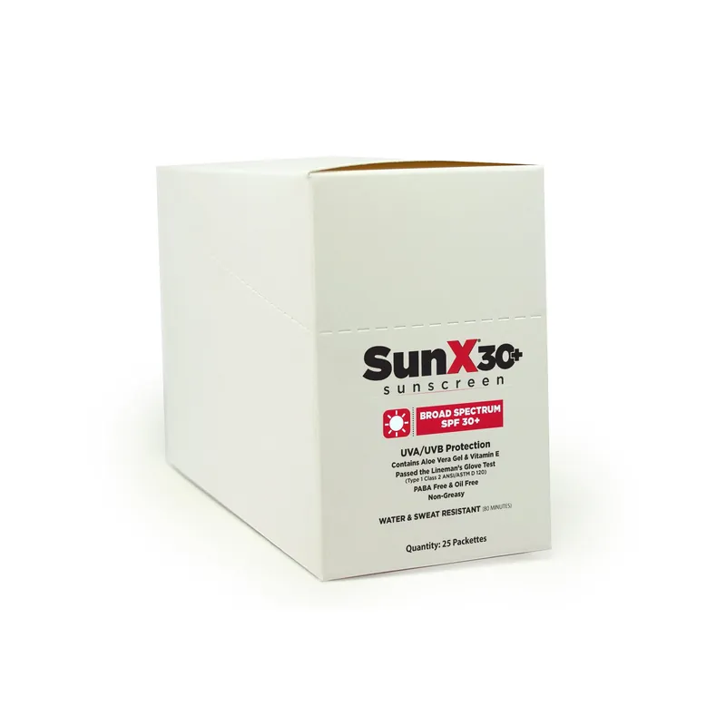 Coretex 71430 Sun X SPF 30+ Broad Spectrum Sunscreen Lotion Foil Pack, Individual Packet Package
