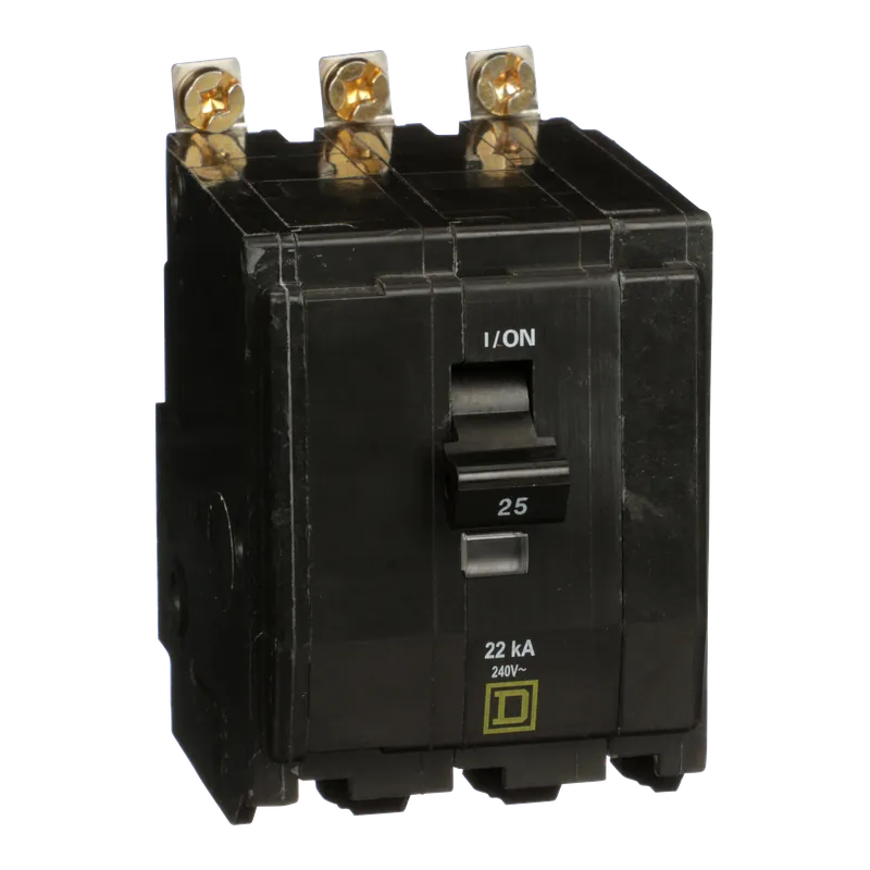 Square D QOB325VH QOB325VH 3-Pole 25 Amp 240 Volt Bolt-On Thermal Magnetic Miniature Circuit Breaker