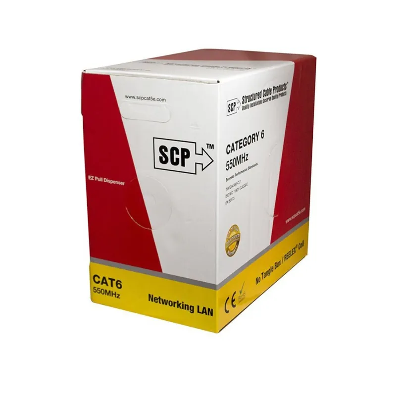 Scp CAT6-PUR-ETL Cat6 Enhanced 550MHz 23AWG Solid BC 4PR 1000 FT Box