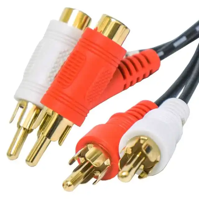 Calrad 55-1003G-6 2 RCA Males to 2 RCA Stacking Males Stereo Audio Cable 6 Ft. Long