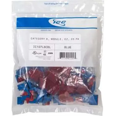 Icc IC107l6cbl cat6 rj45 keystone jack, ez style, 25-pack