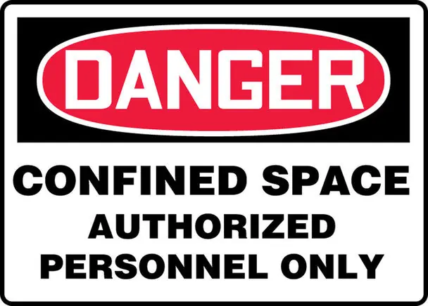 Accuform MCSP140VP Danger Sign, Confined Space Authorized Personnel Only, 10 inchesW x 7 inchesH, Plastic
