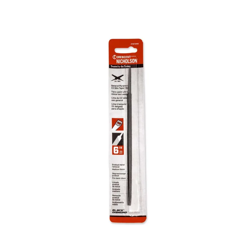 Crescent Nicholson 21874NNB 6 inches Triangle Single Cut Double Extra Slim Taper File - Carded