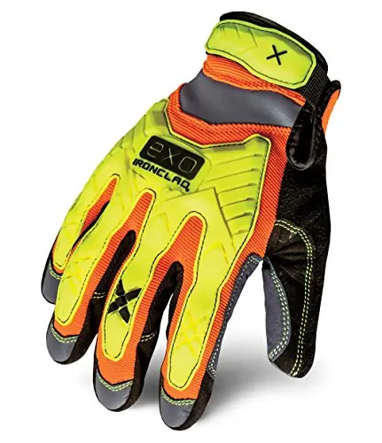 Ironclad EXO2-HZI-05-XL Hi-Vis Impact Gloves, 1 Pair, XL