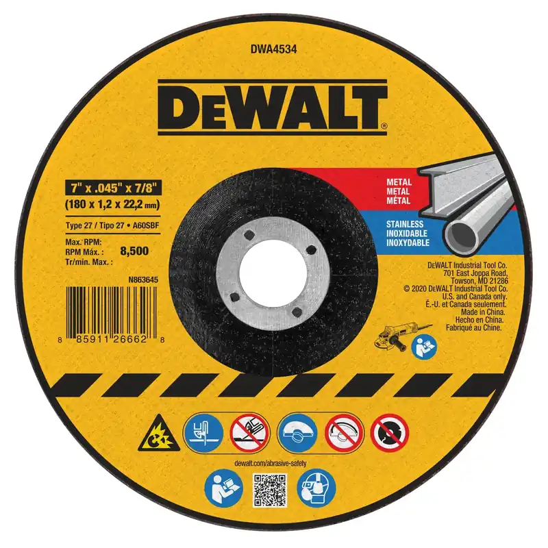 Dewalt DWA4534 Cutting Wheel 7 in. X .045 in. X 7/8 in. T27