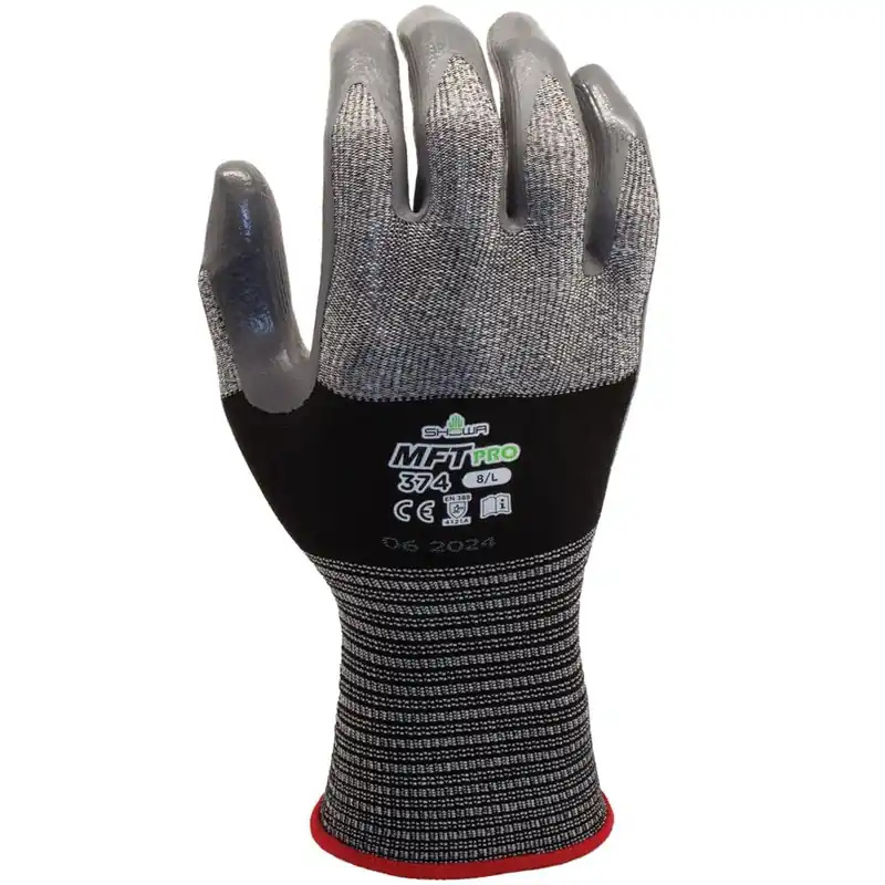 Showa 374XL-09 MFT PRO 374 Nitrile Palm Coated General Purpose Safety Glove with Microfiber Liner X-Large (12 Pairs)