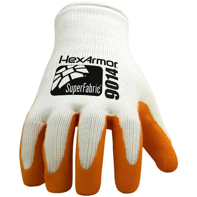 Hexarmor 9014-L (9) Large Pointguard Ultra 10 Gauge Superfabric And Cotton Cut Resistant Gloves With Wrinkle Rubber Coated Palm And Fingertips