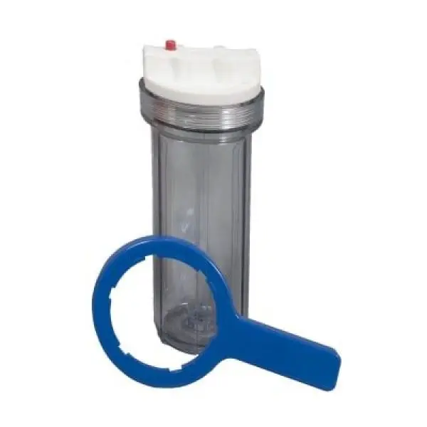 Sterling HC34 Water Treatment Clear Sump Filter Housing With Pressure Relief 3/4 Inch Inlet/Outlet