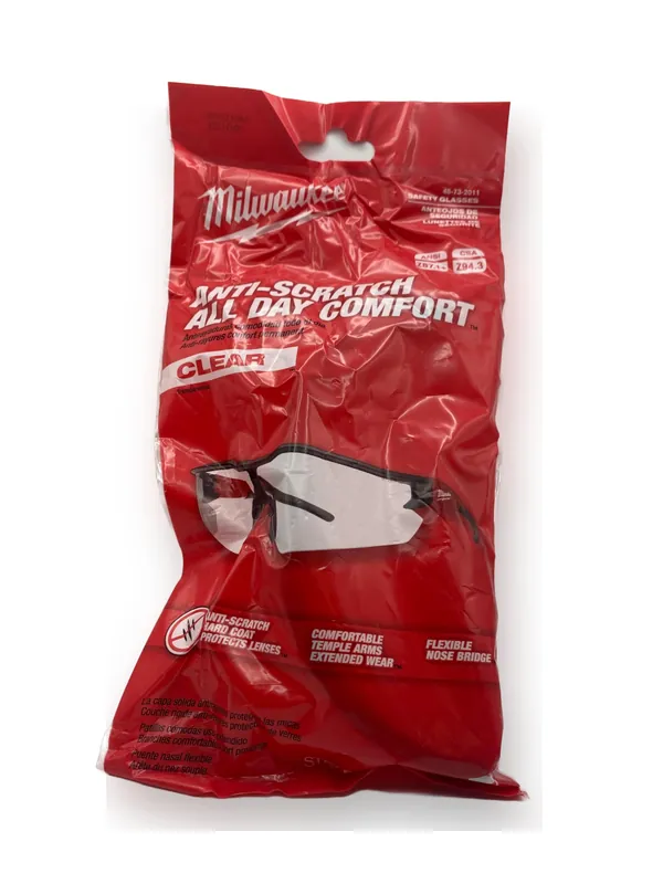 Milwaukee 48-73-2011 Safety Glasses - Clear Anti-Scratch Lenses (Polybag)