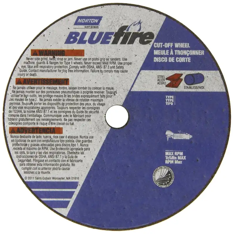 Norton 66252843175 BlueFire 46 Grit Zirconia Alumina Type 01/41 Cut Off Wheel