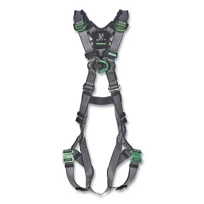 Msa Saftey 10195071 V-FIT Full-Body Harness, Back/Chest/Shoulder D-Rings, XL, Qc Chest/Leg Strap Buckles, No Padding