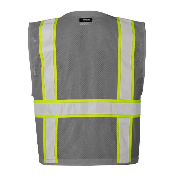 Kishigo B111-2X-3X Multi Pocket Mesh Vest Enhanced Visibility Gray/Lime Size 2X/3X-Large