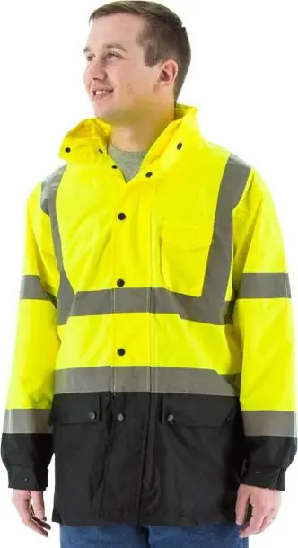 Majestic 75-1305/X2 High Visibility Waterproof Rain Jacket with Nylon Mesh Liner, ANSI 3, R