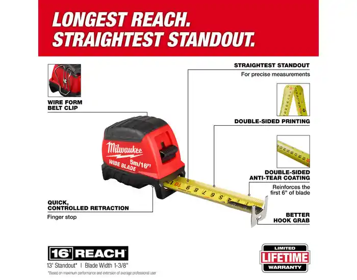 Milwaukee 48-22-1217 5m/16ft Wide Blade Tape Measure