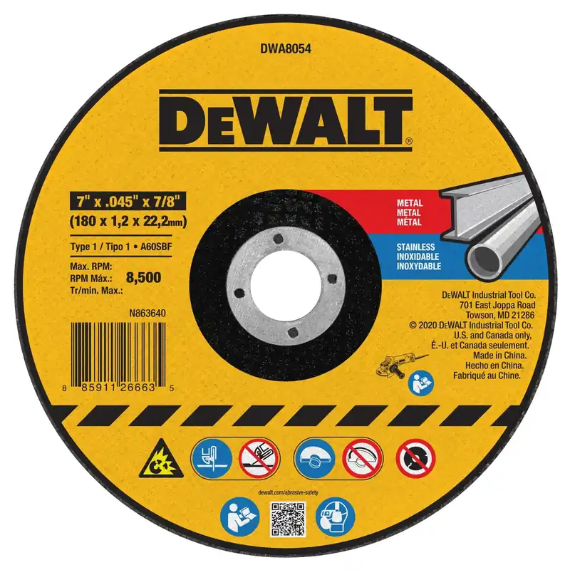 Dewalt DWA8054 Metal Cut-Off Wheel 7-Inch X .045-Inch X 7/8-Inch