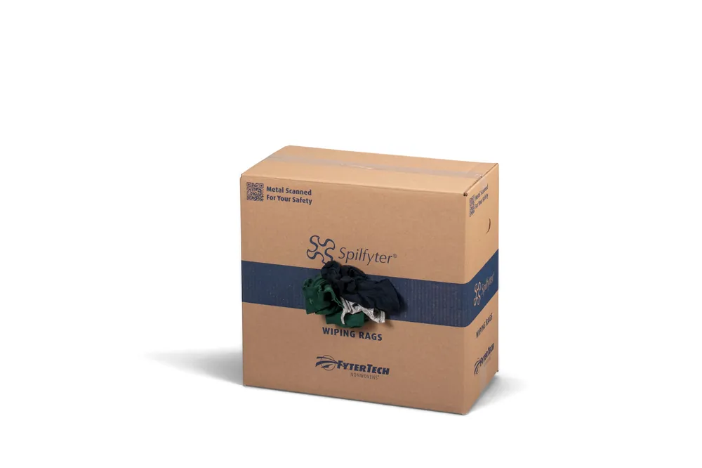 Spilfyter WR6010C-25CBX Reclaimed Wiping Product, Mixed, 25 Lb Compressed Box, T-Shirt