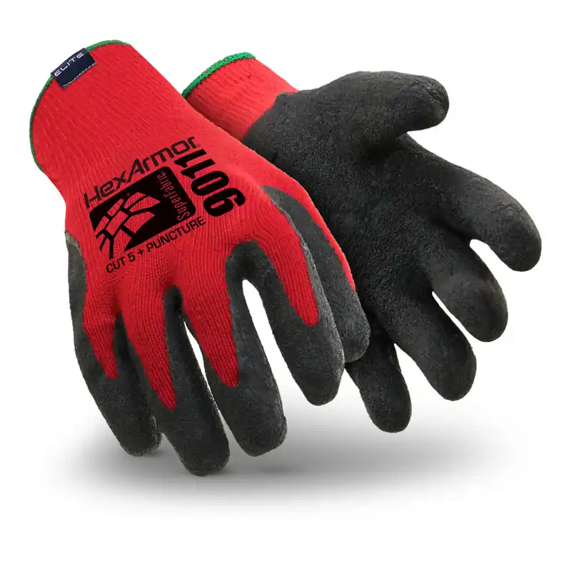 Hexarmor 9011-M (8) 9000 Series Medium 10 Gauge Superfabric And Cotton Cut Resistant Gloves With Wrinkle Rubber Coated Palm And Fingertips